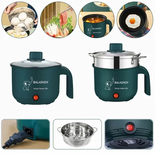 Электрическая мини плита Rice Cooker, антипригарная двухслойная пароварка-скороварка-рисоварка, 1.8 л