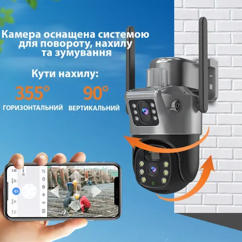 Вулична поворотна WiFi цифрова камера відеоспостереження із сонячною панеллю, 4G з двома лінзами, SOLAR - фото 6