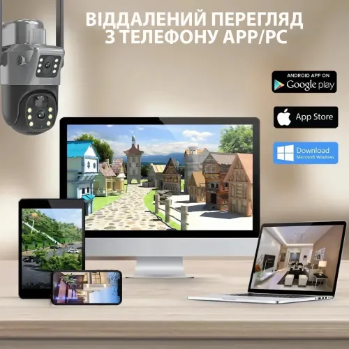 Вулична поворотна WiFi цифрова камера відеоспостереження із сонячною панеллю, 4G з двома лінзами, SOLAR - фото 2