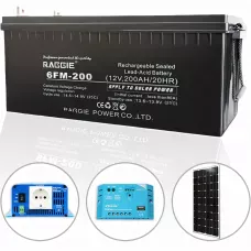 Гелевий акумулятор 12 V 200 Ah, що не обслуговується АКБ RAGGIE AGM для безперебійного живлення