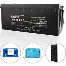 Гелевий акумулятор 12 V 200 Ah, що не обслуговується АКБ RAGGIE AGM для безперебійного живлення