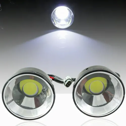 Круглые дневные ходовые огни DRL 18 Premium, светодиодный початок DRL-008o, Ø 70 мм, 12В, авто отключение