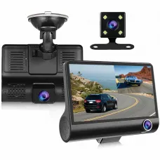 Автореєстратор DVR T-655 Full HD з 3 об'єктивами, відеореєстратор у машину 4 дюйми з камерою заднього огляду