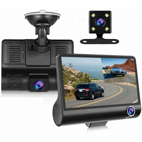 Автореєстратор DVR T-655 Full HD з 3 об'єктивами, відеореєстратор у машину 4 дюйми з камерою заднього огляду - фото 7