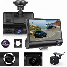 Авторегистратор DVR T-655 Full HD с 3 объективами, видеорегистратор в машину 4 дюйма с камерой заднего вида