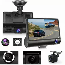 Автореєстратор DVR T-655 Full HD з 3 об'єктивами, відеореєстратор у машину 4 дюйми з камерою заднього огляду