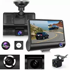 Авторегистратор DVR T-655 Full HD с 3 объективами, видеорегистратор в машину 4 дюйма с камерой заднего вида
