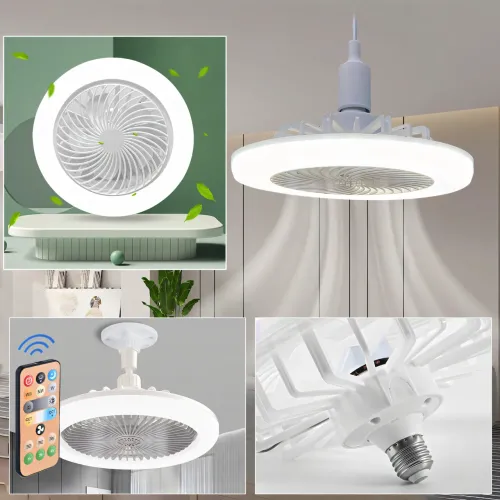 Лампа-вентилятор LED в патрон E27, светодиодная люстра с вентилятором, LED вентилятор LK23 с пультом