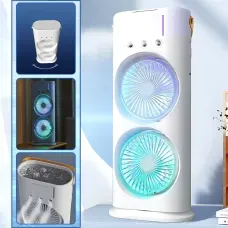 Вентилятор-розпилювач 3 в 1, дворівневий зволожувач з LED-підсвіткою і розпилювачем водяного туману
