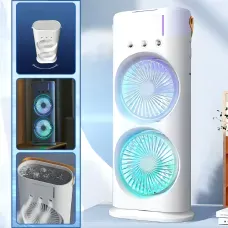 Вентилятор-распылитель 3 в 1, двухуровневый увлажнитель с LED подсветкой и распылителем водяного тумана