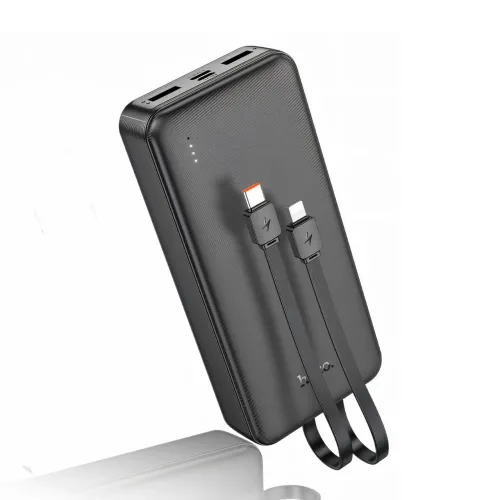 Зовнішній акумулятор 20000 mAh, Power bank HOCO J118A, швидке заряджання, вбудований кабель - фото 3