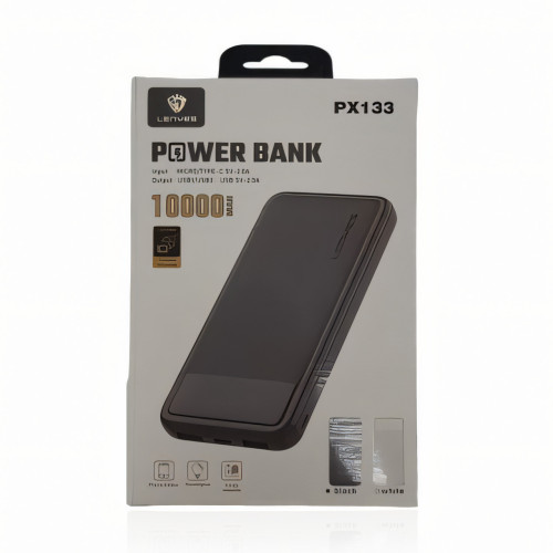 Повербанк Power Bank LENYES 133-10000mAh (Реальная ёмкость) 2хUSB, MicroUSB, Type-C, Черный - фото 3