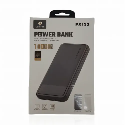 Повербанк Power Bank LENYES 133-10000 mAh (Реальна ємність) 2хUSB, MicroUSB, Type-C, Чорний - фото 5