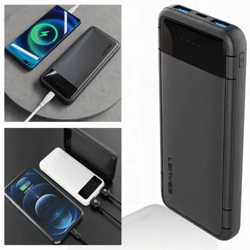Повербанк Power Bank LENYES 133-10000 mAh (Реальна ємність) 2хUSB, MicroUSB, Type-C, Чорний