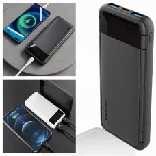 Повербанк Power Bank LENYES 133-10000 mAh (Реальна ємність) 2хUSB, MicroUSB, Type-C, Чорний