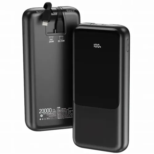 Power Bank Lenyes PX251D 20000 mAh з Швидкою зарядкою QC3+PD і LED Дисплеєм, реальна місткість, 22.5W, чорний - фото 2