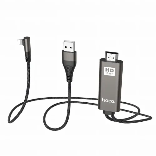 Кабель-переходник HOCO UA14 USB - Lightning - HDMI, 2 м, 1080P HD, алюмінієвий сплав - фото 4