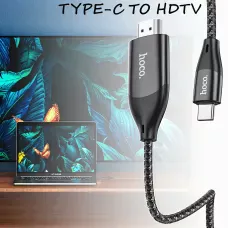 Кабель-перехідник HOCO UA16 Type-C to HDTV у нейлоновому обплетенні, 4К, 2 м, чорний