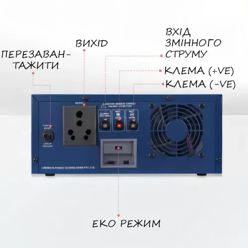 Інвертор LUMINOUS INVERTER ECO VOLT NEO 700VA/12V гібридний ДБЖ із чистою синусоїдою - фото 3