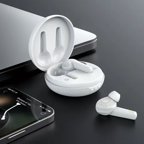 Бездротова гарнітура HOCO ES55 Songful, Bluetooth хендсфри BT5 з кейсом для заряджання Білий