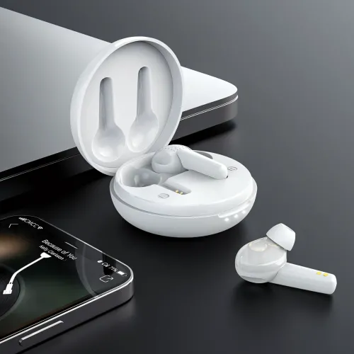 Бездротова гарнітура HOCO ES55 Songful, Bluetooth хендсфри BT5 з кейсом для заряджання Білий