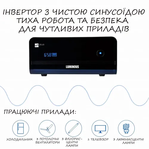 Гібридний інвертор LUMIN0US ZELIO-900W 12/220 В UPS перетворювач напруги ЧиСТИЙ СИНУС, безперебійник - фото 5