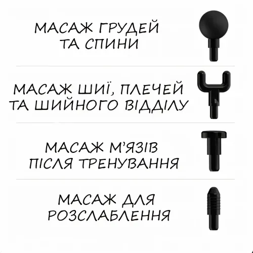 Перкусійний ручний масажер, подвійний акумуляторний масажер mp 921 для всього тіла з 8 насадками - фото 5