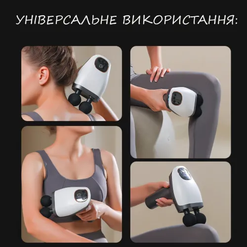 Перкусійний ручний масажер, подвійний акумуляторний масажер mp 921 для всього тіла з 8 насадками - фото 6
