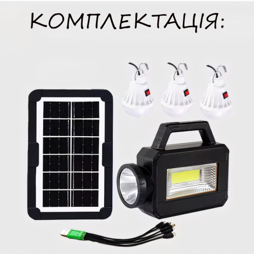 Портативная система освещения СС 027 100W, комплект 3 в 1: Power Bank, Солнечная батарея, Радио - фото 6