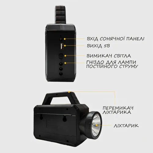 Портативна система освітлення СС 026 100W, комплект 3 в 1: Power Bank, Сонячна батарея, Радіо - фото 9
