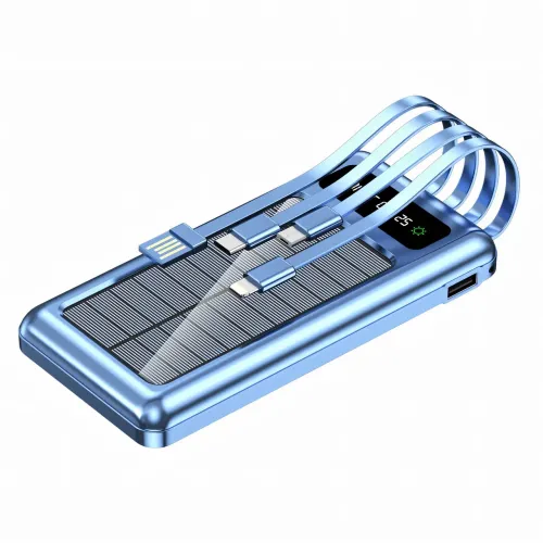 Мобільна зарядка POWER BANK 10000MAH + Solar, портативний зарядний пристрій зі швидким заряджанням - фото 2