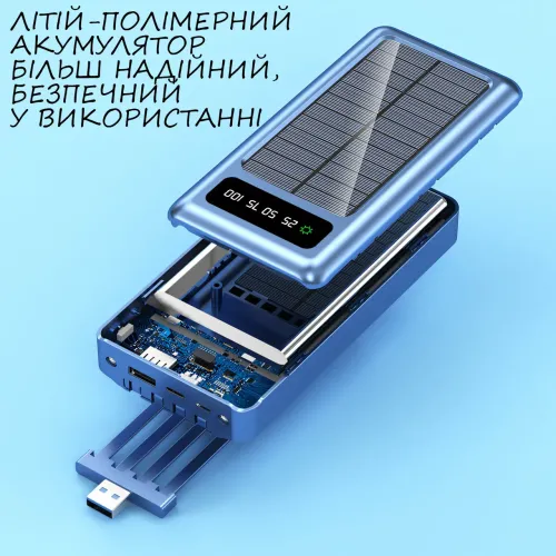 Мобільна зарядка POWER BANK 10000MAH + Solar, портативний зарядний пристрій зі швидким заряджанням - фото 5