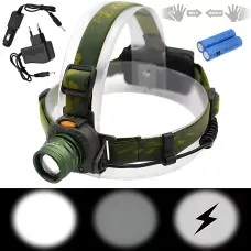 Налобний ліхтар BL 1505/602B SENSOR, тактичний акумуляторний LED-ліхтарик із датчиком руху, 220 В/12 В