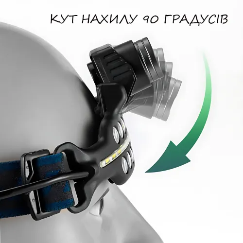Налобний ліхтар BLW 691-2, світлодіодний акумуляторний ліхтарик із датчиком руху, біле, червоне, синє світло - фото 6