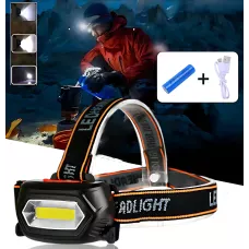 Налобный фонарь BL 203, аккумуляторный светодиодный фонарик, COB, USB зарядка, 3 режима работы