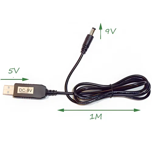 Кабель живлення DC 2.1x5.5mm, 5V-9V, USB 5V->9 V, кабель перехідник для роутера від повербанка, чорний - фото 5