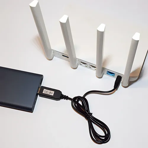 Кабель живлення DC 2.1x5.5mm, 5V-9V, USB 5V->9 V, кабель перехідник для роутера від повербанка, чорний - фото 6