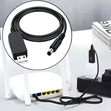Кабель живлення DC 2.1x5.5mm, 5V-9V, USB 5V->9 V, кабель перехідник для роутера від повербанка, чорний