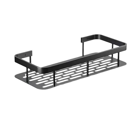 Настінний органайзер для ванної, металева самоклейна полиця Bathroom shelf, до 10 кг, матовий чорний - фото 2