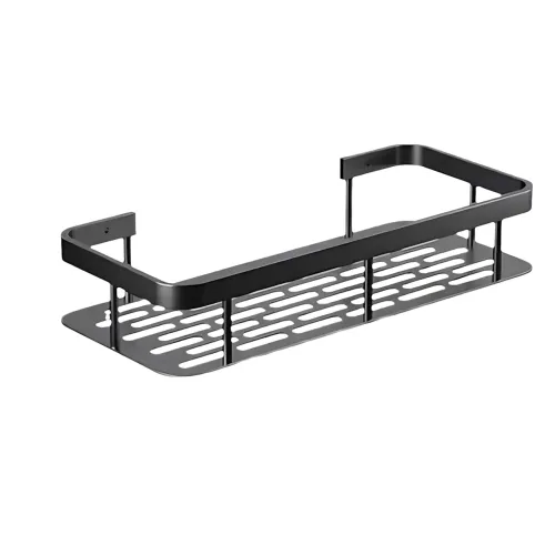 Настенный органайзер для ванной, металлическая самоклеющаяся полка Bathroom shelf, до 10 кг, матовый черный - фото 2