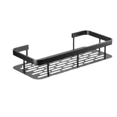 Настенный органайзер для ванной, металлическая самоклеющаяся полка Bathroom shelf, до 10 кг, матовый черный