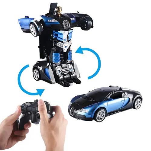 Машинка робот-трансформер Bugatti, робот машина папуги Autobots Remote Control Car з пультом, синій - фото 7