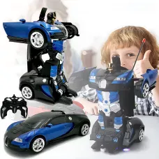Машинка робот-трансформер Bugatti, робот машина бугатти Autobots Remote Control Car с пультом, синий