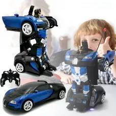 Машинка робот-трансформер Bugatti, робот машина папуги Autobots Remote Control Car з пультом, синій