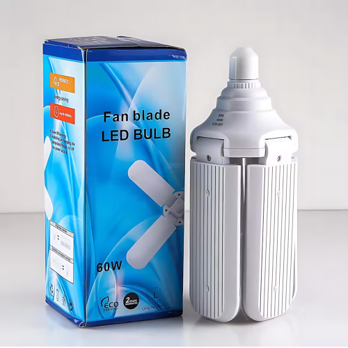 Светодиодная складная лампочка, E27 Fan blade bulb, 3 лопасти, 60 ВТ, белое теплое свечение, работа от 220В - фото 8