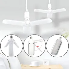 Світлодіодна складана лампочка, E27 Fan blade bulb, 3 лопаті, 60 ВТ, біле тепле світіння, робота від 220 В