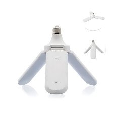 Светодиодная складная лампочка, E27 Fan blade bulb, 3 лопасти, 60 ВТ, белое теплое свечение, работа от 220В