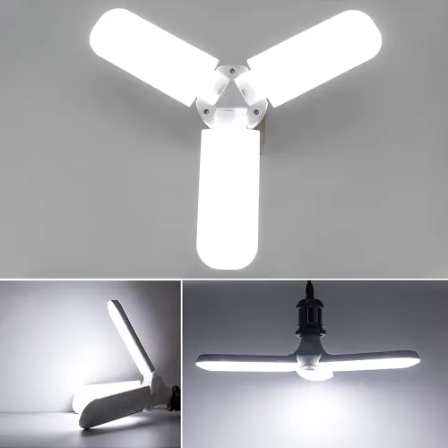 Світлодіодна складана лампочка, E27 Fan blade bulb, 3 лопаті, 60 ВТ, біле тепле світіння, робота від 220 В - фото 10