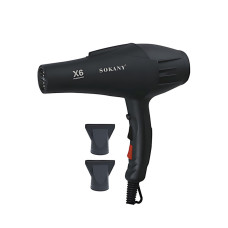 Фен SOKANY X6, 2200 Вт, 2 скорости, с насадкой-концентратором в комплекте, работа от сети + ионизация