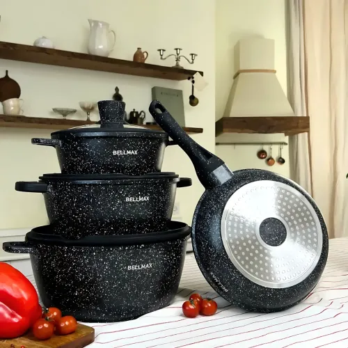 Набор посуды 9 предметов Bellmax Cookware Set BM152, антипригарная посуда с гранитным покрытием, для всех плит - фото 16